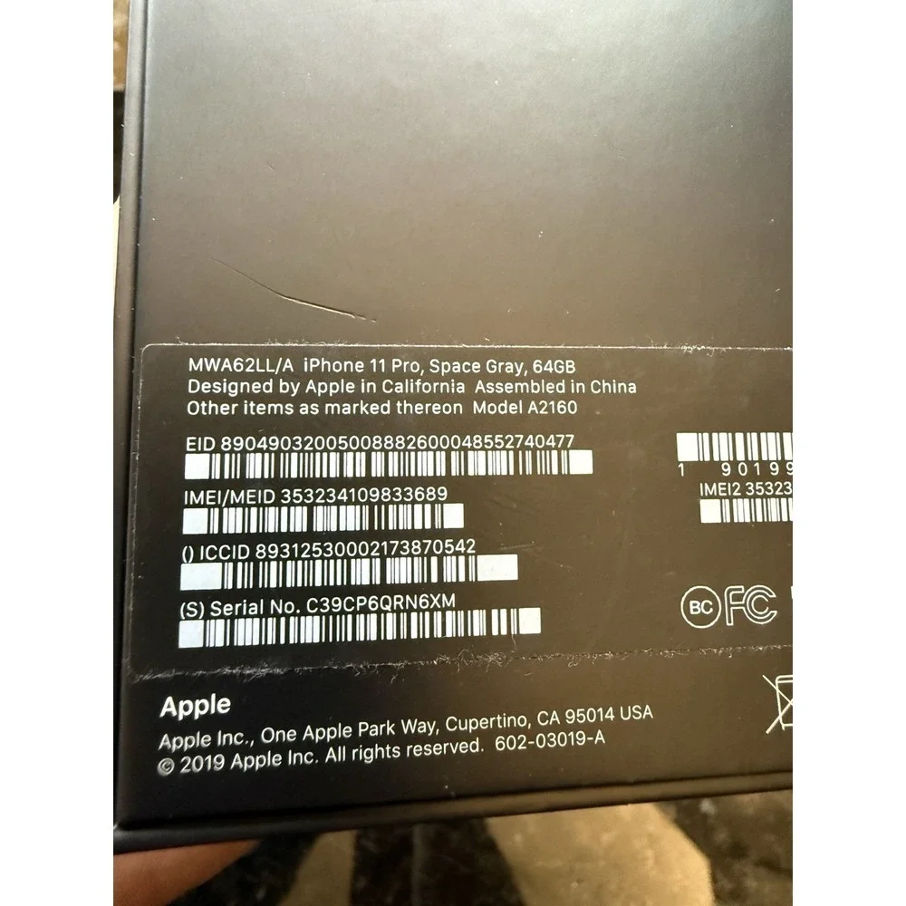 Original Apple iPhone 11 Pro Box - Space Gray 64GB A2160 (Empty Box Only)‎